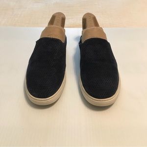 Via Spiga Navy Perforated Suede Leather Slides, Size 8.5.